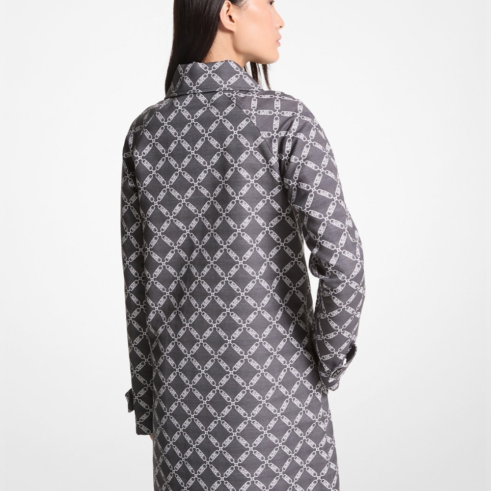 2PC. Michael Kors Empire Logo Jacquard Balmaccan Coat Sz. M W/Matching Handbag🖤🤍 - Picture 8 of 16